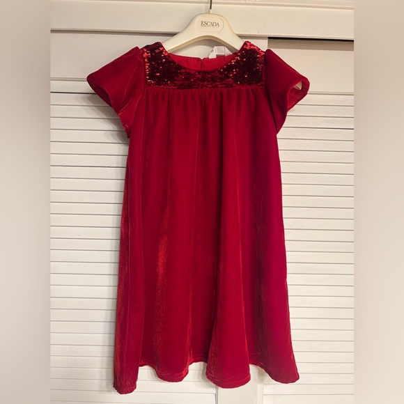 H&M Girls Red sequin Velvet LinedDress